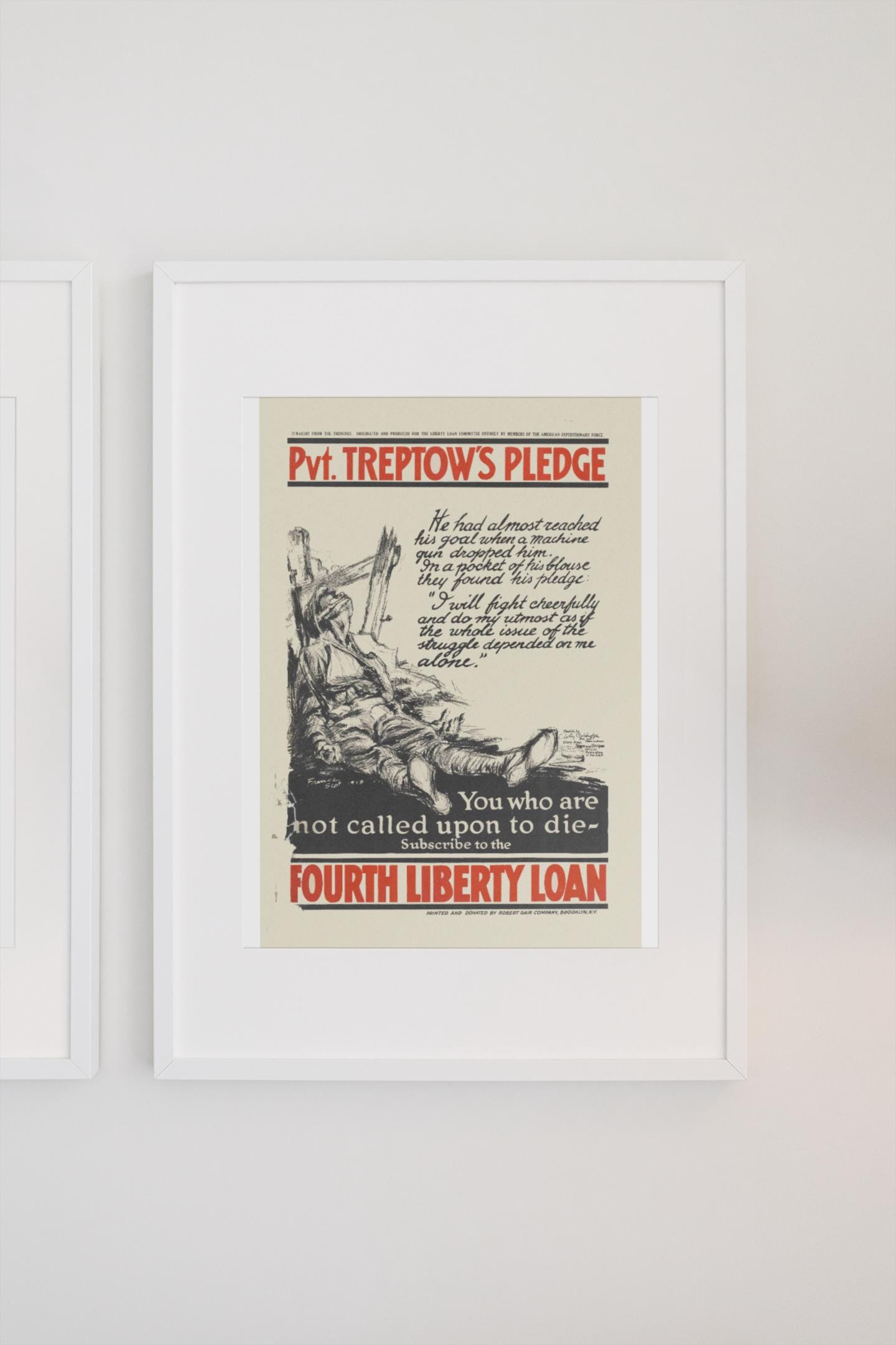 1918 Pvt. Treptow’s Pledge WWI Liberty Poster – 16x24 Inch Vintage Reproduction