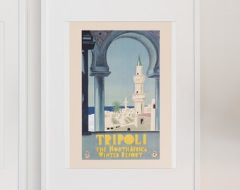 Tripoli libya lebanon arabic arab tourism travel vintage poster hi