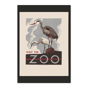 1930s Vögel - Besuch im Zoo Klassisches Vintage Style WPA Poster | Klassische Werbung Kunstdruck | Für Geschenke und Wandkunst Dekor