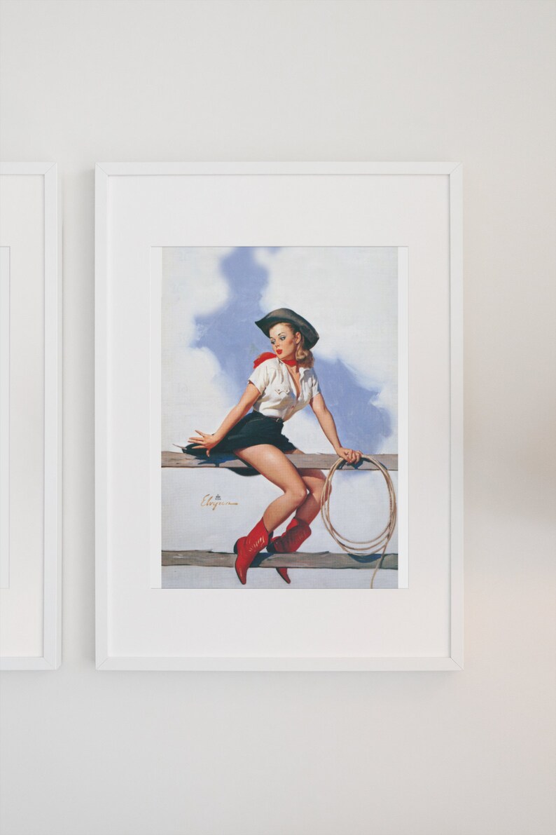 Pinup Rodeo Hi-ho Silver Vintage Style Elvgren Pinup Girl Poster Cowboy Rodeo ...