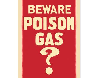 1917 ¡Cuidado con el gas venenoso! Cartel de peligro de estilo vintage inusual de la Primera Guerra Mundial / Lámina artística clásica de la Primera Guerra Mundial / Para regalos a veteranos y decoración de pared