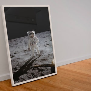 Apollo 11 Buzz Aldrin Walking on the Moon - NASA Moon Landing Poster ...