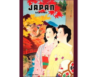 Herfst in Japan Kegon Falls jaren 1950 Vintage Style Travel Poster | Klassieke collectie Art Print | Voor geschenken en wanddecoratie