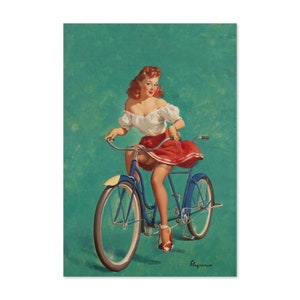 Bicycle Built for Woo Vintage Style Gil Elvgren Pin-Up Poster | For Gifts and Wall Art Décor