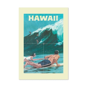1950er Jahre Hawaii Surfing Vintage Style Reise Poster | Classic Collection Kunstdruck | Für Geschenke und Wandkunst Dekor