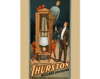Thurston den store - Fången från Canton 1908 Vintage-stil Magikeraffisch | Klassisk magisk konsttryck | För presenter och väggdekor