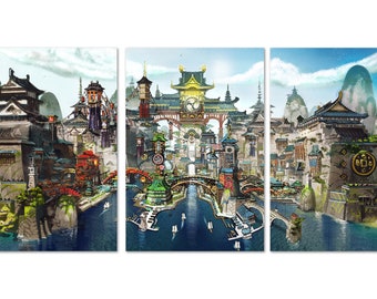 Final Fantasy XIV (14) Online Poster |  Kugane Set of 3 Posters | Unframed Version - High Quality Prints