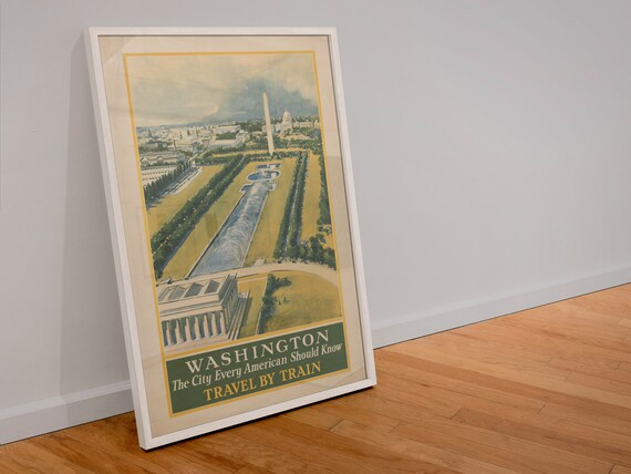 Vintage Poster of Washington Pennsylvania railroad 1930 Tourism poster travel - VINTAGE MAPS AND PRINTS