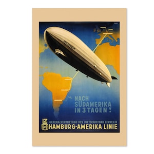 1937 Graf Zeppelin Hamburg nach Amerika Vintage Style Reise Poster | Classic Collection Kunstdruck | Für Geschenke und Wandkunst Dekor