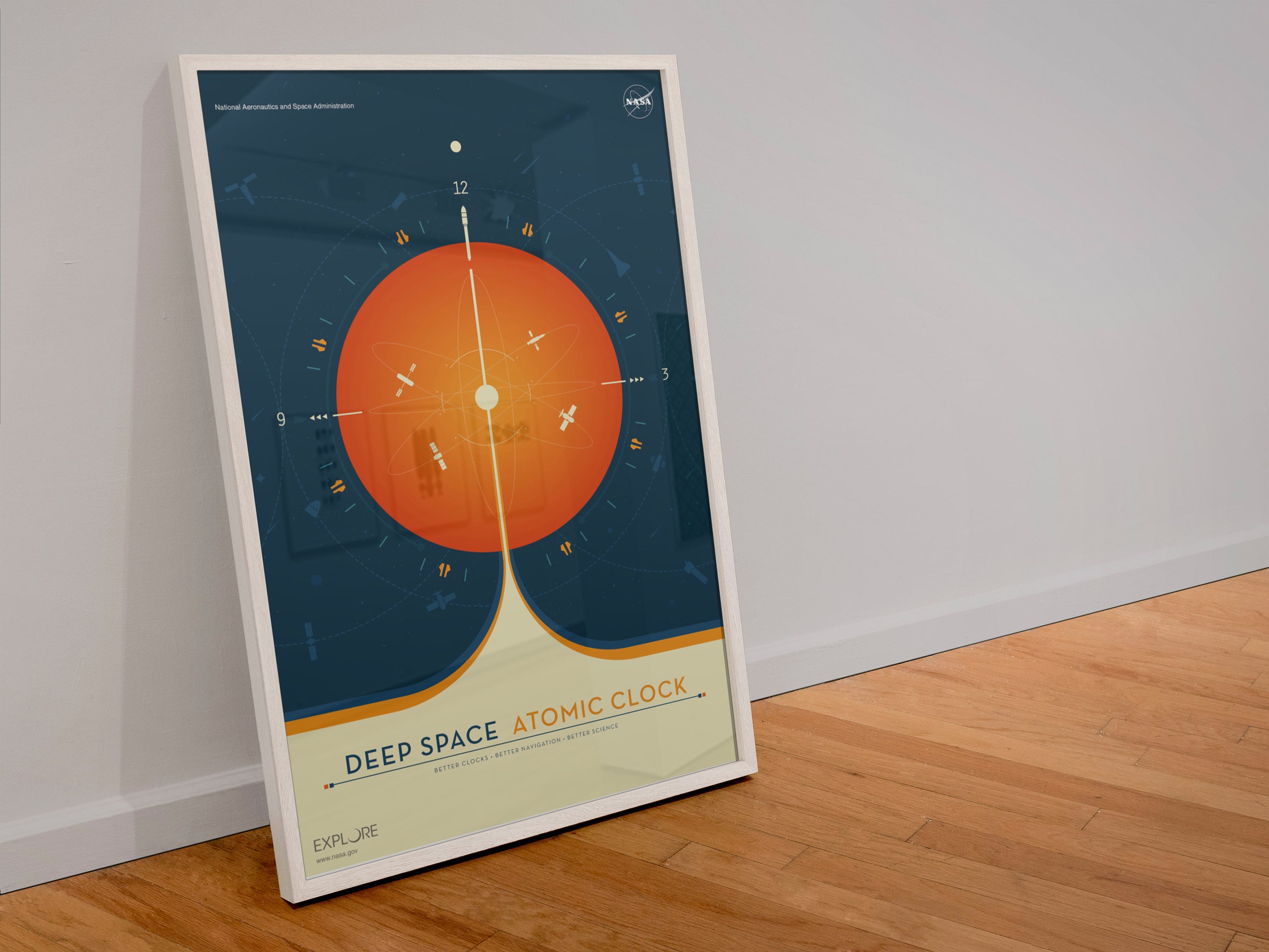 Deep Space Atomic Clock - NASA Retro Style Travel Poster - Space ...
