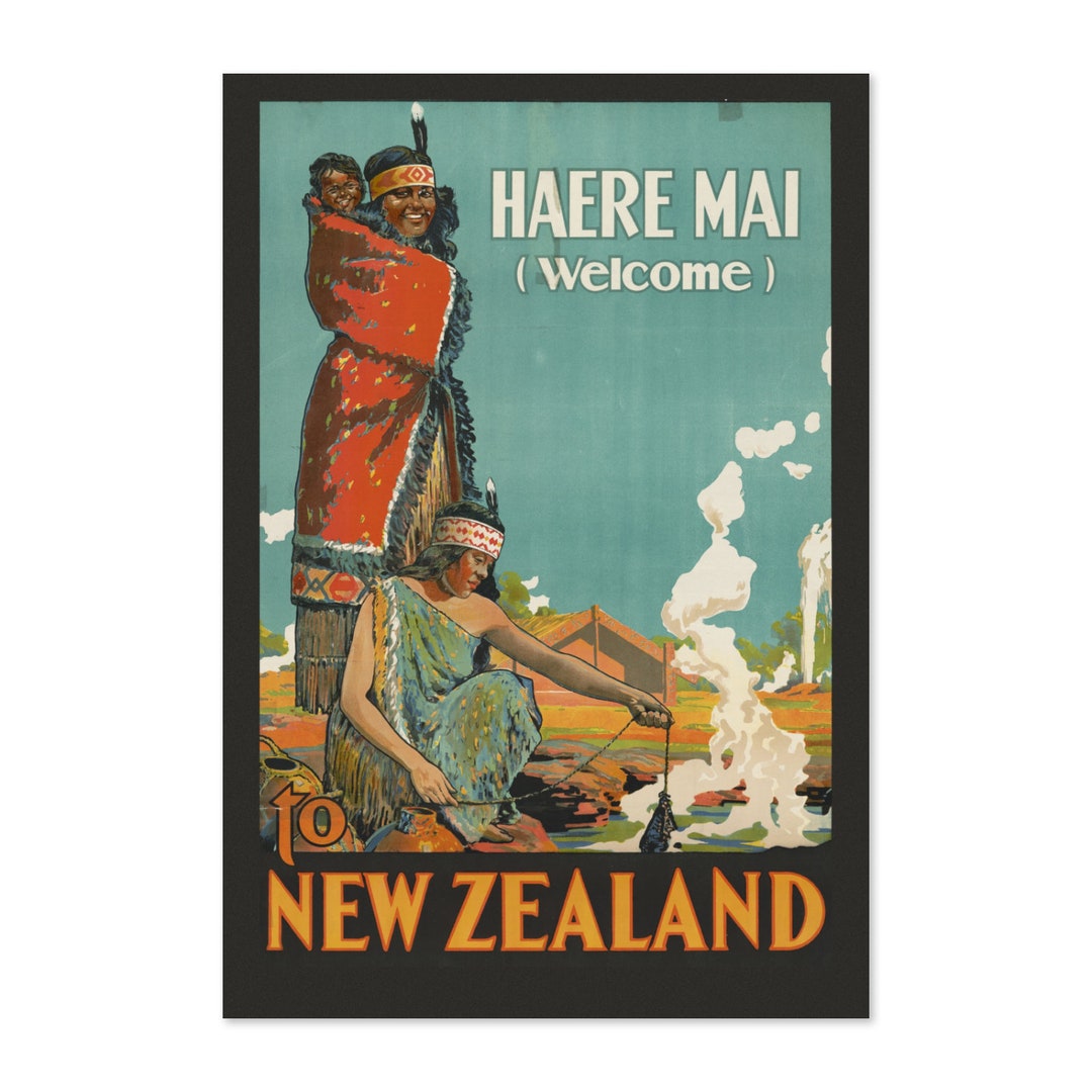 Haere Mail (welcome) to New Zealand 1920s Vintage Style Travel Poster ...