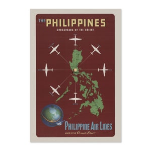 The Philippines Crossroads of the Orient 1950s Vintage Style Travel Poster | Classic Collection Art Print | For Gifts and Wall Art Déco