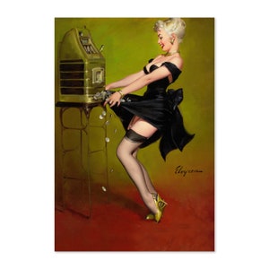 1961 Elvgren Sexy Blonde Pin-Up Poster Jackpot Slot Machine | For Gifts and Wall Art Décor