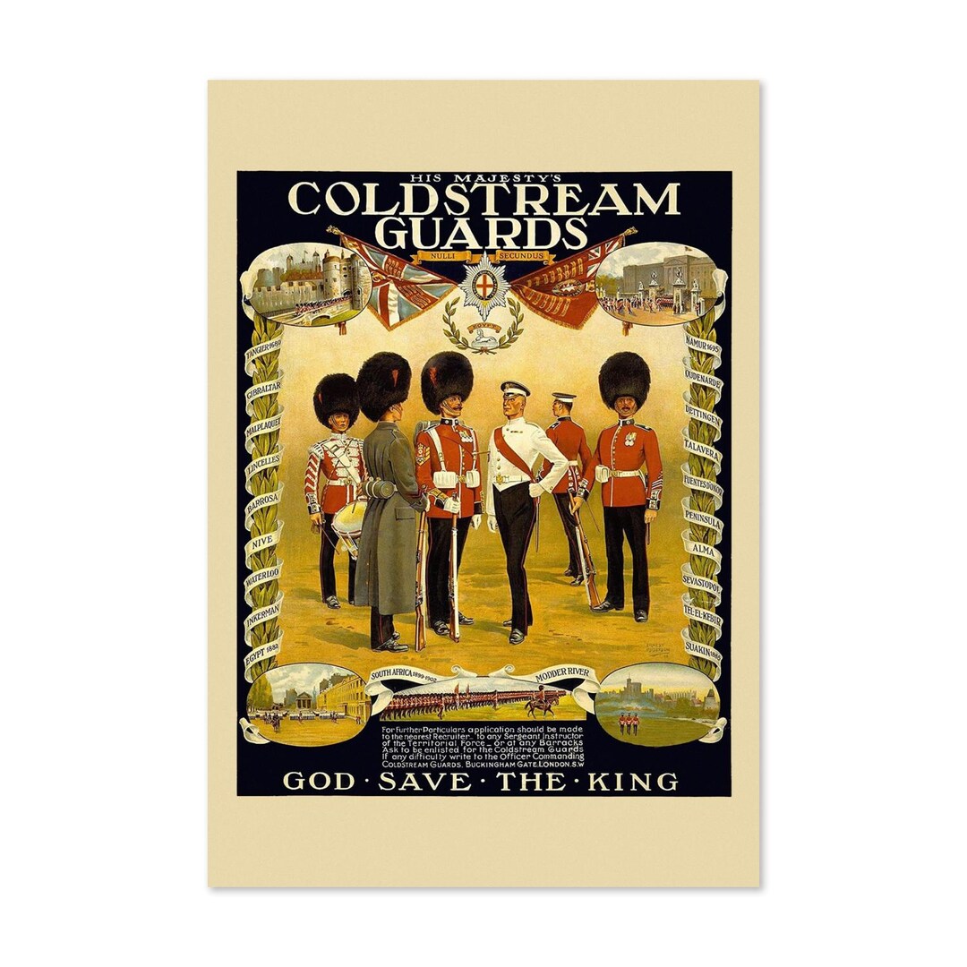 His Majesty's British Coldstream Guards 1914 World War 1 Poster ...