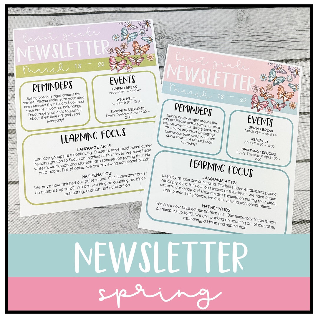 Spring Classroom Newsletter Template - Etsy
