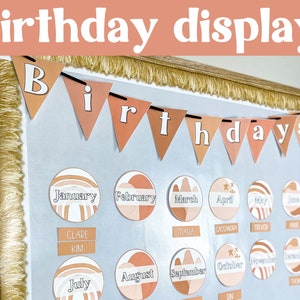 Boho Neutrals Geburtstag Display | Pinnwand | Boho Regenbogen Klassenzimmer Dekor