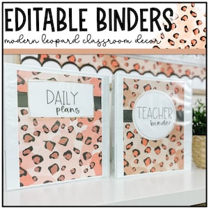 Modern Leopard Binder Covers, Editable, Cheetah Classroom Decor, Teacher Binder