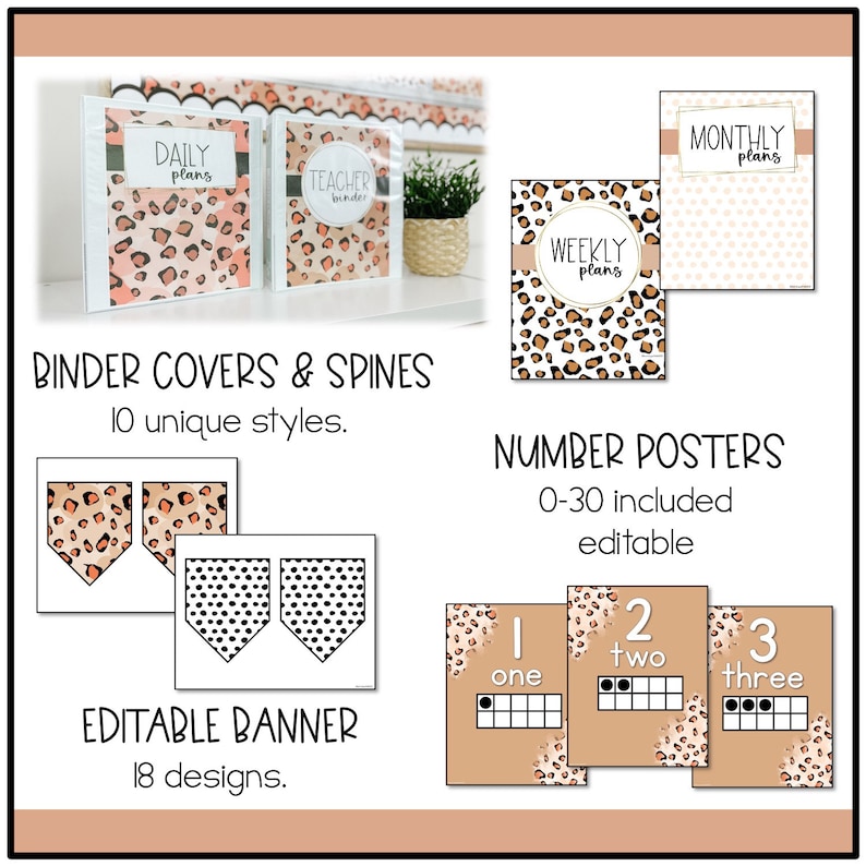 MODERN LEOPARD Classroom Decor Bundle | Editable | Cheetah | Boho Chic ...