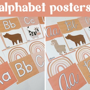 BOHO NEUTRALS Alphabet Posters | Boho Rainbow Classroom Decor