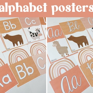 BOHO NEUTRALS Alphabet Posters | Boho Rainbow Classroom Decor