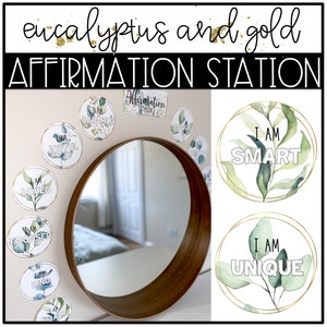 Eucalyptus and Gold Door Display | Positive Affirmations | Botanical