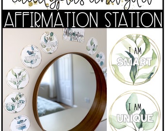 Eucalyptus and Gold Door Display | Positive Affirmations | Botanical