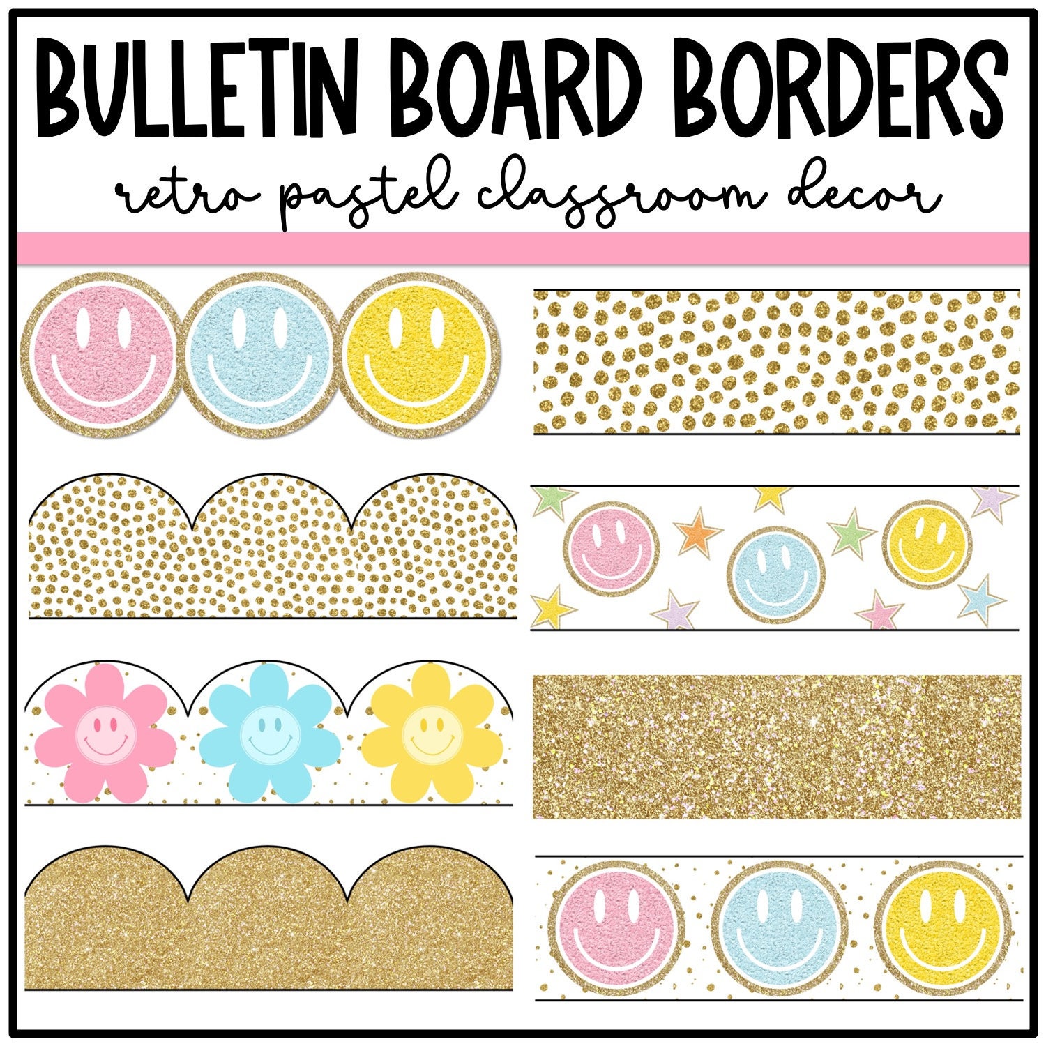 Retro Pastel Classroom Decor: Smiley Face Patches by Learning with Kiki