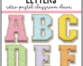 Retro Pastel Bulletin Board Letters | Varsity Patch Letters