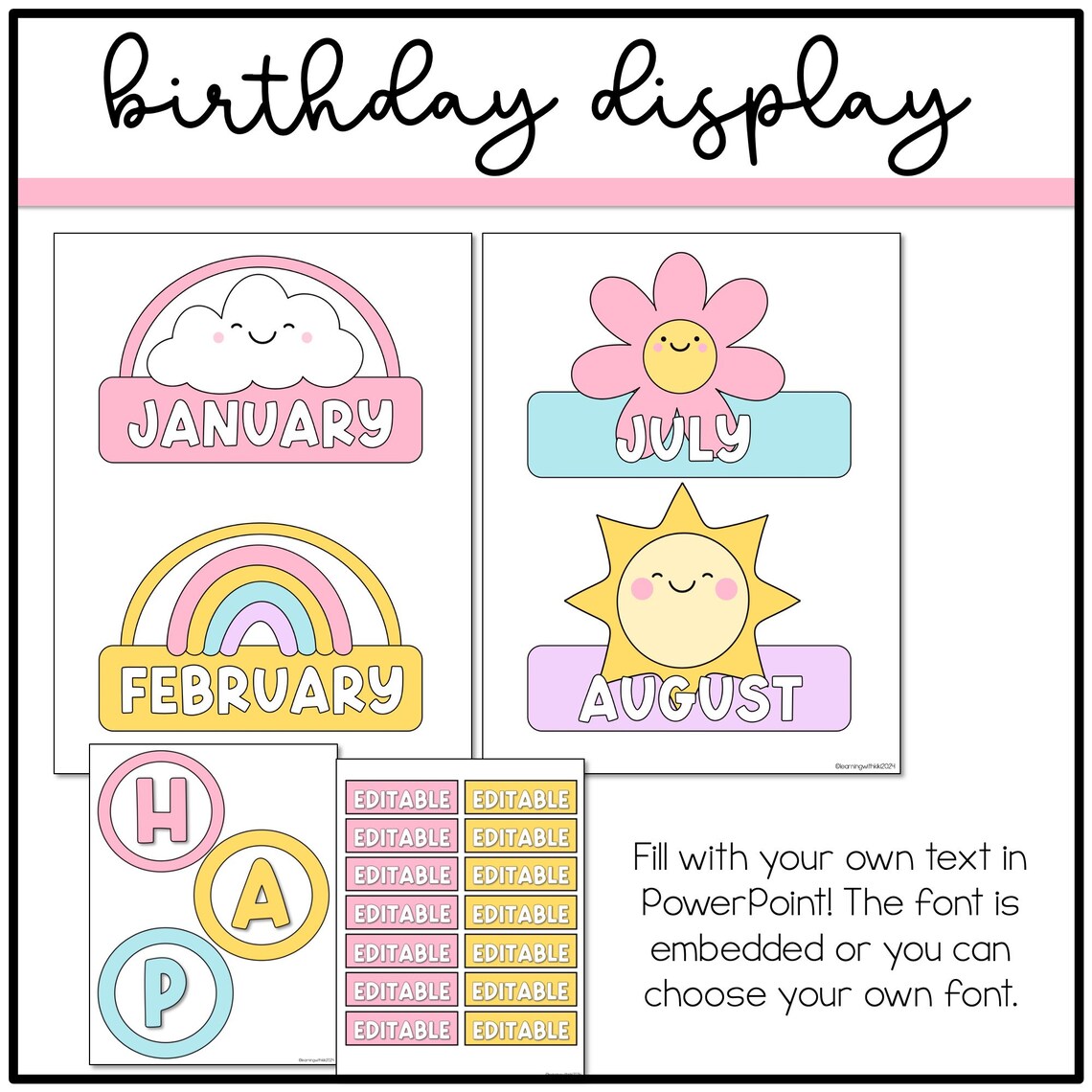 Pastel Birthday Display | Bulletin Board | Cloud Classroom Decor - Etsy