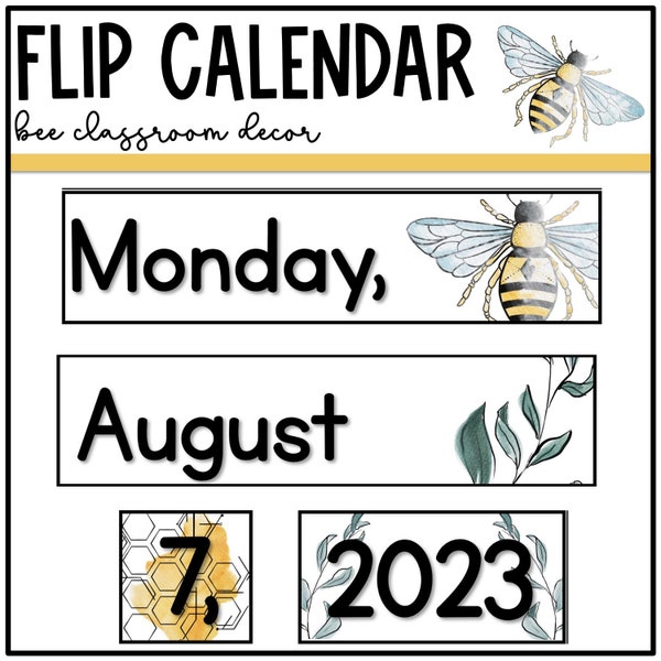 Bee Flip Calendar | Bee Classroom Decor