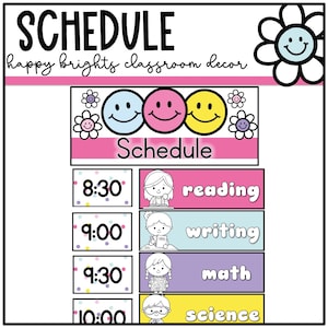 Happy Brights Classroom Decor, Classroom Schedule, Bright