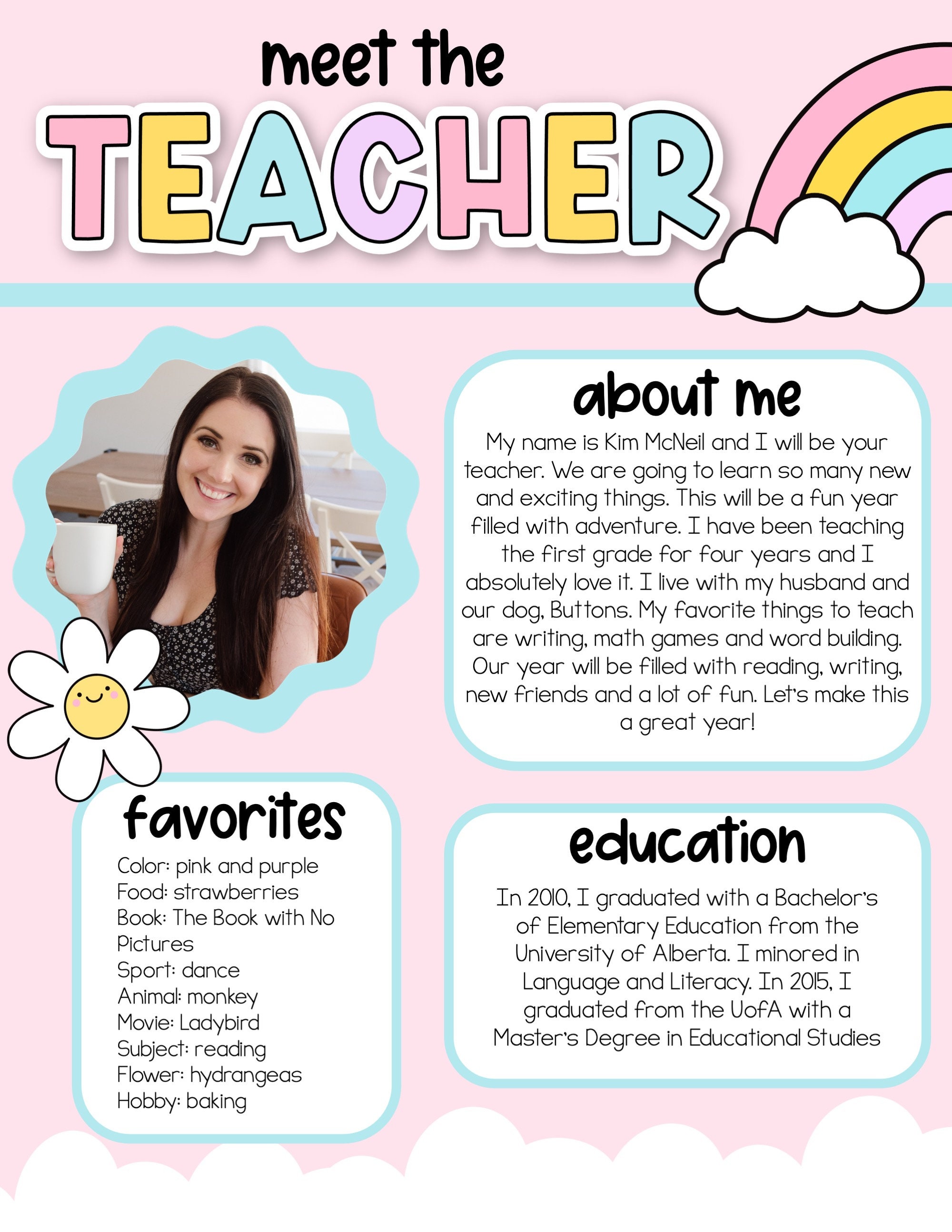 Pastel Meet the Teacher Template | Pastel Dreams Classroom Decor - Etsy