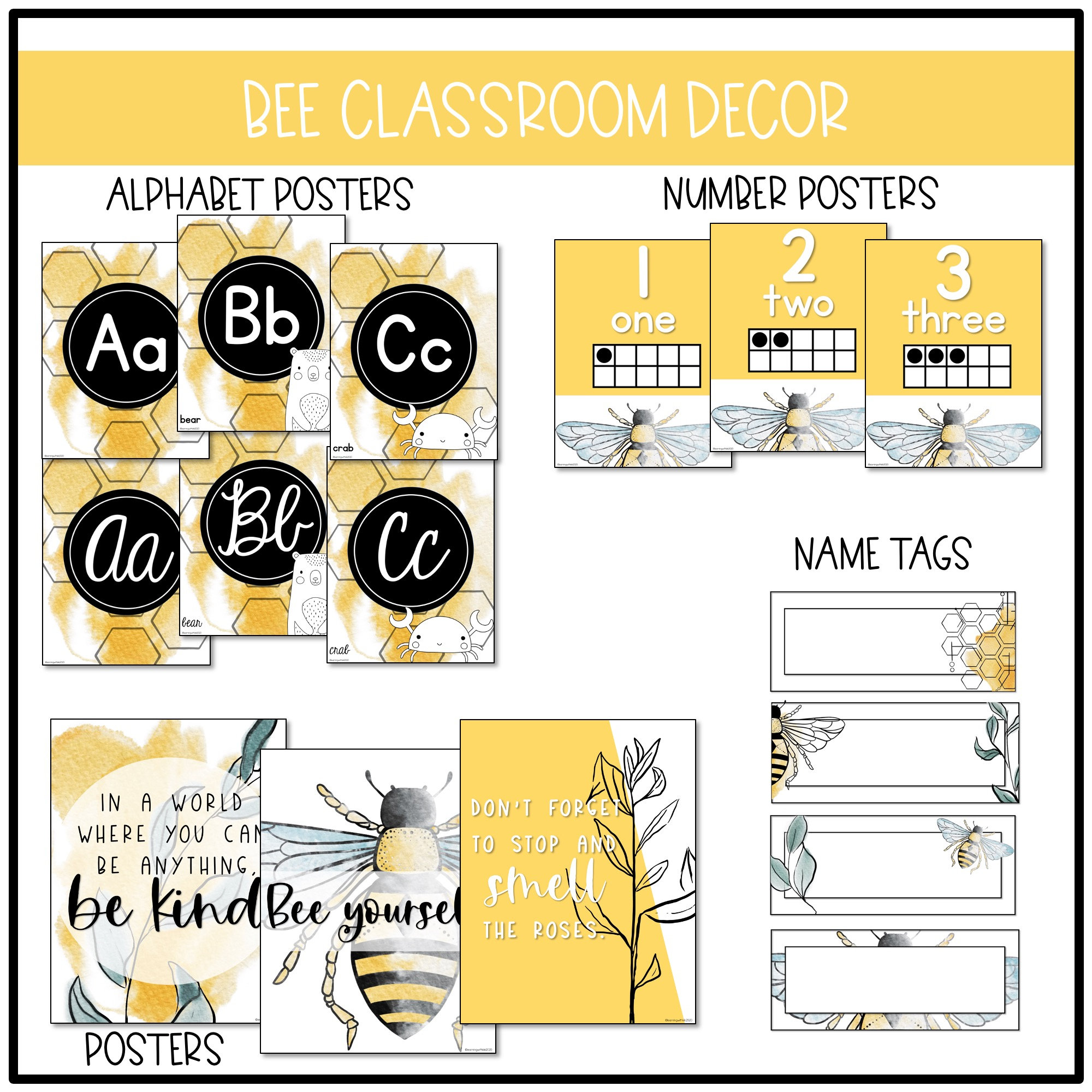 Bee Classroom Decor Bundle | Editable - Etsy