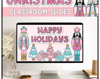 Dagliga Google-presentationer och PowerPoint-mallar för jul med timer, dekorationer för högtider i klassrummet, presentationer för klassrumshantering, redigerbara
