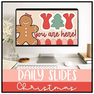 Christmas Daily Google Slides and PowerPoint Templates with Timers, Holiday Classroom Decor, Classroom Management Slides, Editable