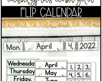 Eucalyptus and Gold Flip Calendar | Botanical