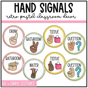 Retro Pastel Classroom Hand Signals | Varsity Patch