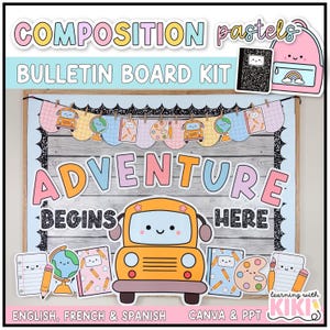 Back to School Bulletin Board | Composition Notebook | Ideas | Pastel
