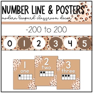 Modern Leopard Number Posters, Number Line, Cheetah Classroom Decor