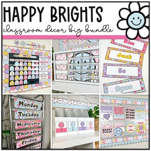 Happy Brights Classroom Decor Bundle, Editable, Classroom Theme, Bright Classroom Decor
