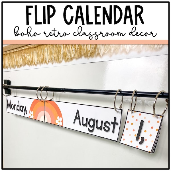 Boho Retro Flip Calendar | Daisy Classroom DEcor