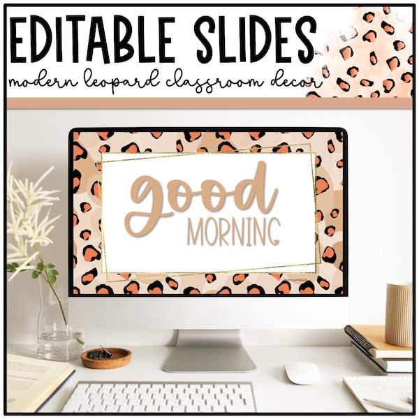 Modern Leopard Slides Template, Cheetah Classroom Decor, Classroom Slides