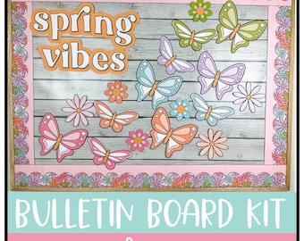 Spring Bulletin Board, Printable Spring Classroom Decor, Butterfly Bulletin Board