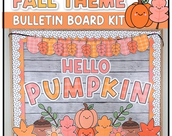 Fall Bulletin Board Kit, Classroom Decor, Pastel Trendy Pumpkins Leaves