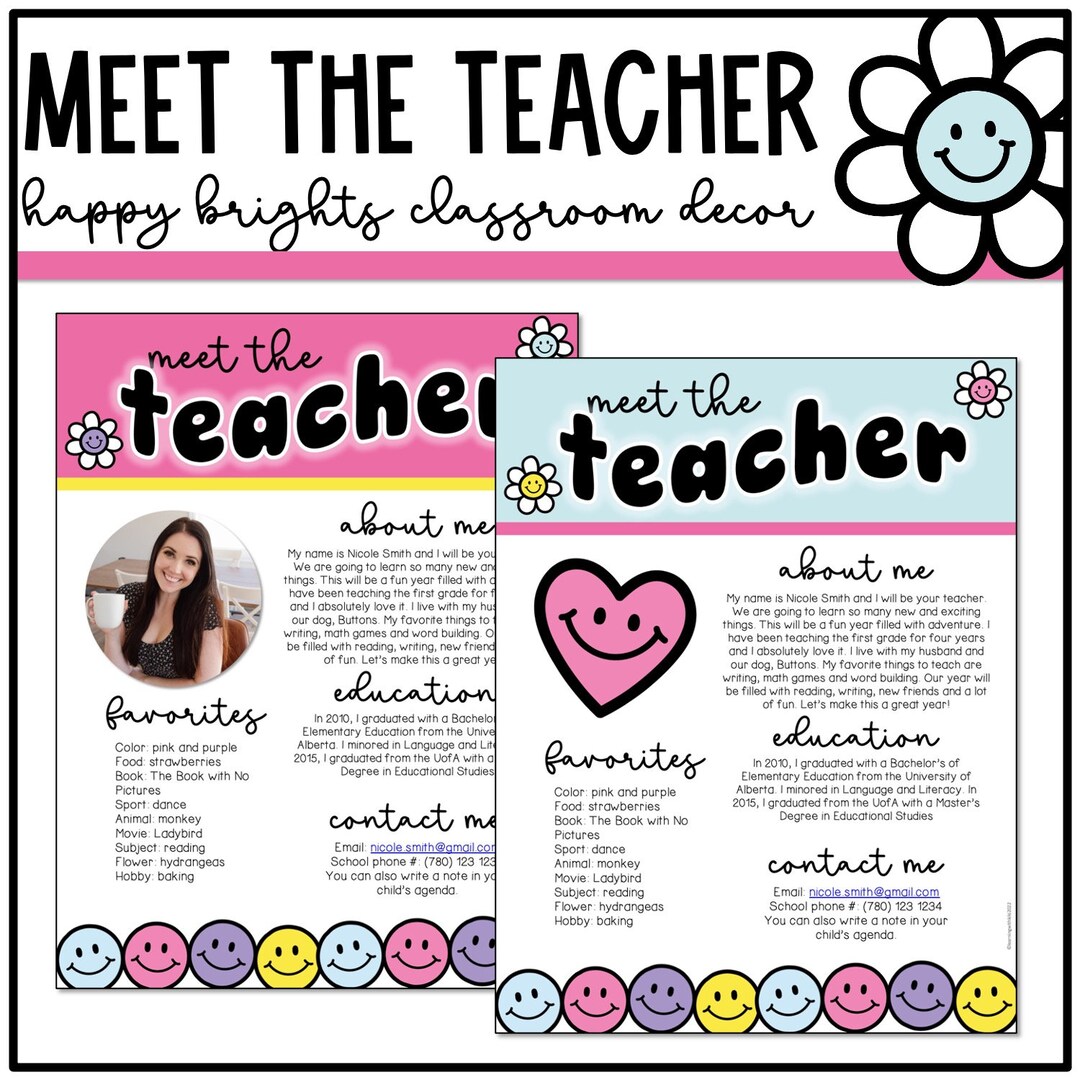 Happy Brights Meet the Teacher, Teacher Introduction Letter, Bright ...