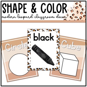 Modern Leopard Shape and Color Posters, Cheetah Classroom Decor