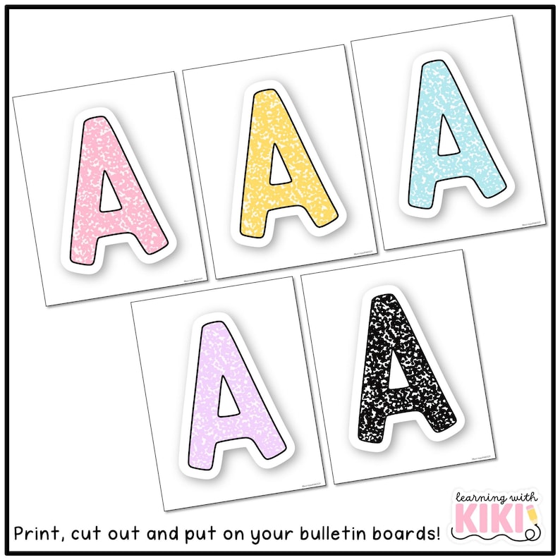 Composition Notebook Bulletin Board Letters | A - Z, Letters and Numbers, Pastel Classroom Decor image 5