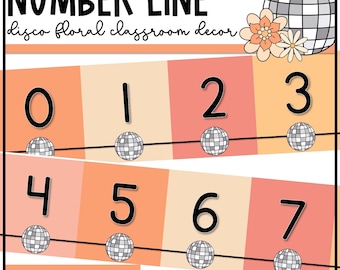 Classroom Number Line Display | Disco Floral Classroom Decor | Negatives