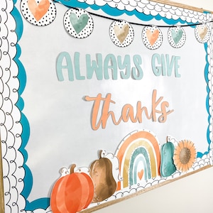 Thanksgiving Bulletin Board | Boho Rainbow | Classroom Decor
