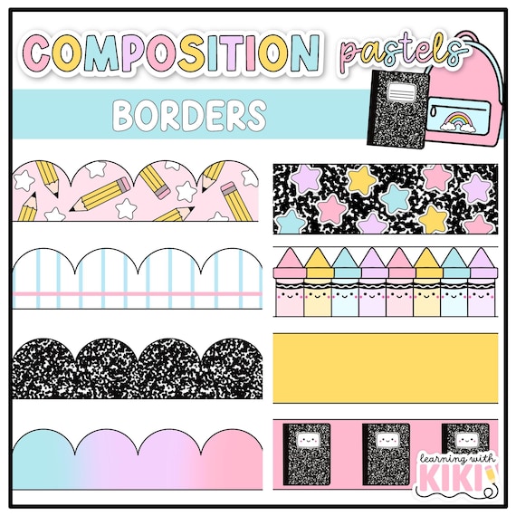 Bulletin Board Borders | Composition Notebook Classroom Decor | Pastel Printable
